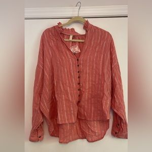 Pilcro Coral Button-Up Blouse